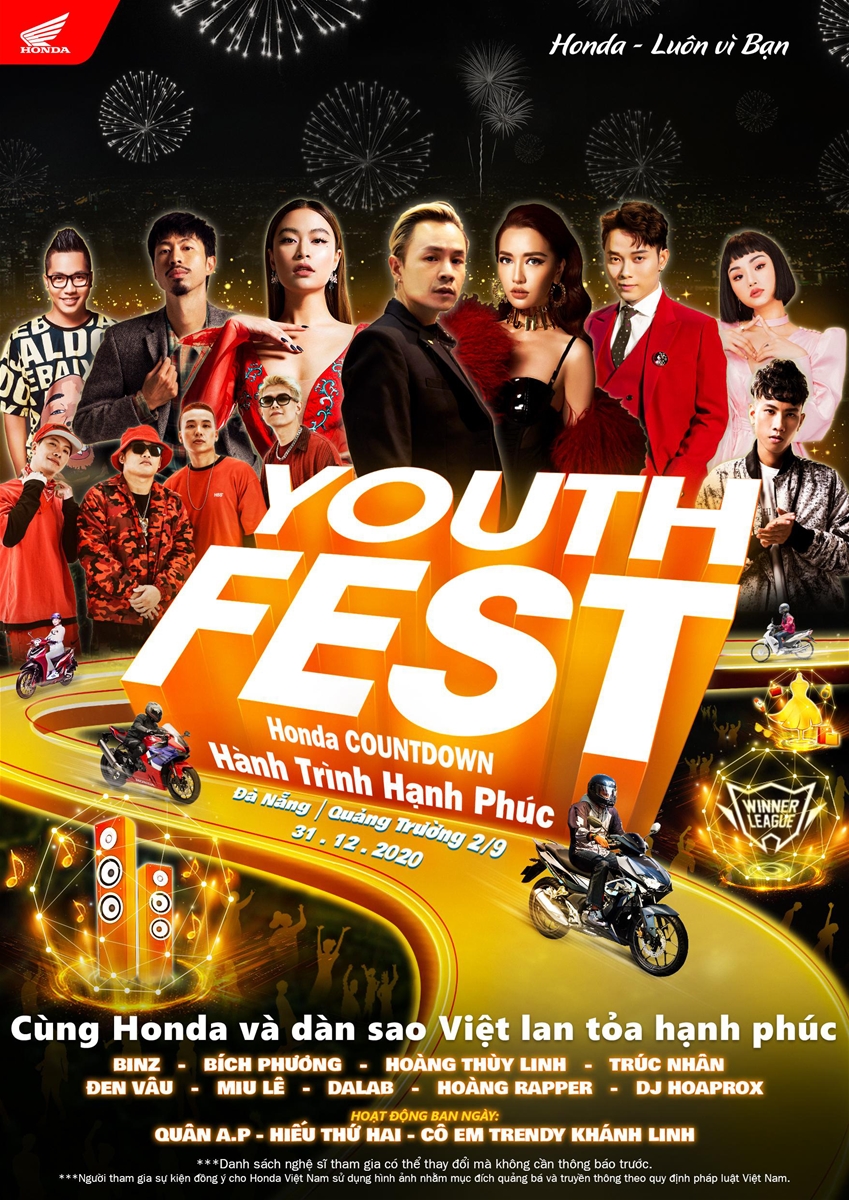 Cùng Binz, Đen Vâu đếm ngược chào 2021 với đại nhạc hội Youth Fest - Honda Countdown - hành trình hạnh phúc tại Đà Nẵng - Ảnh 1.